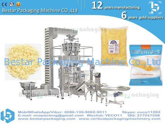 Pesadora multicabeza Bestar + Máquina de embalaje Vffs para queso parmesano +pequeños trozos de queso + queso en rodajas